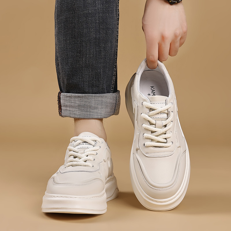Men's Trendy Platform Casual Sports White Sneakers